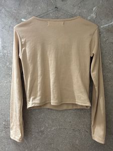 ZARA Beige Long Sleeve Square Neck Top
