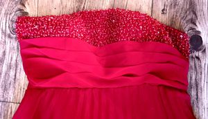 Accordian Pleats Red Sequin Gown