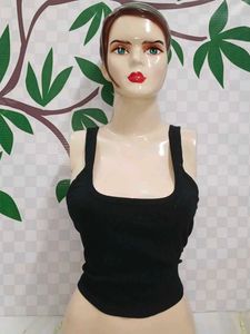 (1200)Basic Black Ribbed Tank Top