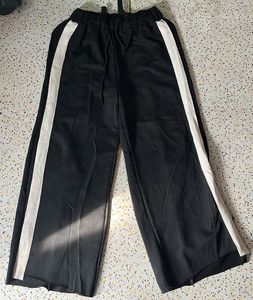 Black Wide Leg Pants with White Stripe