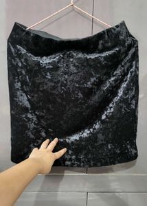 Black Velvet Mini Skirt