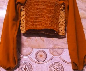 Crochet Detail Long Sleeve Crop Top