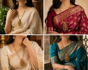 Traditional Temple Design Long Haram Necklace for