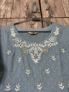 Elegant Blue Embroidered Dress