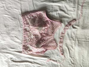 Indo-Western Crop Top and Cowl skirt Set with Shru