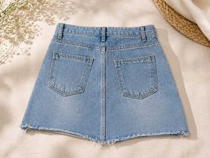 Boho Denim Mini Skirt with Embellishments
