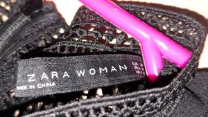 zara black peplum top