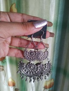 Bohemian Oxidized Silver Earrings Set