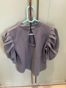 Stylish Grey Puff Sleeve Top