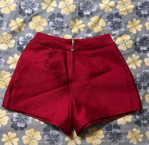 Red High-Waisted Shorts