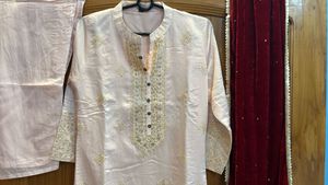 Elegant Peach Salwar Kameez Set
