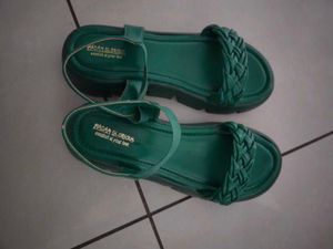 Green Braided Platform Sandals