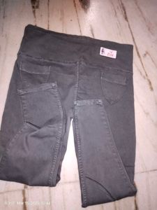 Grey Jeans With Elastic Free Size