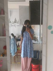 Light Blue Floral Midi Dress