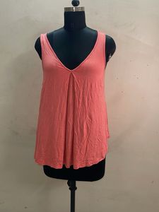 Coral V-Neck Sleeveless Top