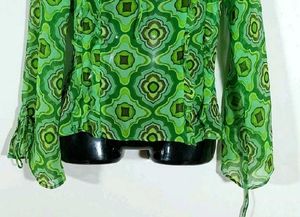zara branded Green Printed Wrap Top