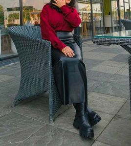 Black Faux Leather Maxi Skirt