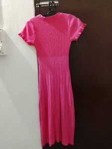 V-Neck Button-Up Knit Dress