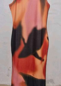 Abstract Print Sleeveless Maxi Dress
