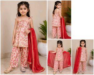 Girls Floral Print Kurta Set with Dupatta 2y