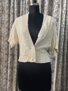 Cream Knit Cropped Cardigan