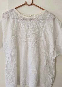 Chic White Embroidered Peplum Top