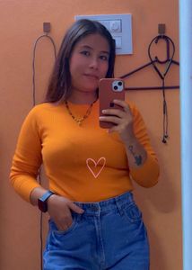 Ribbed Orange Long Sleeve Top