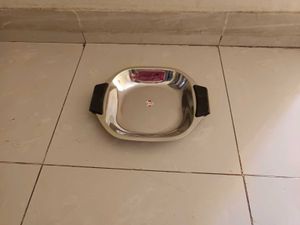 Unused Stainless Steel Serving Tray with Handles