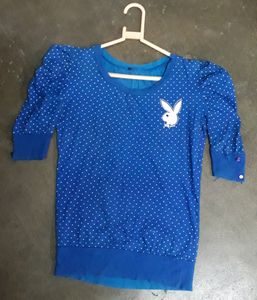 Puffed sleve Royal Blue Top for Regular Use
