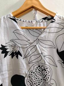 Stylish Off-White Kurta with Black Fruit Print