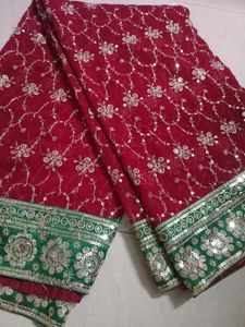 Red Embroidered Saree