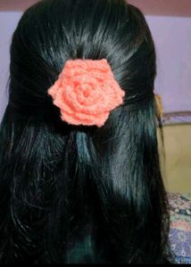 Red Crochet Rose Hair Clip