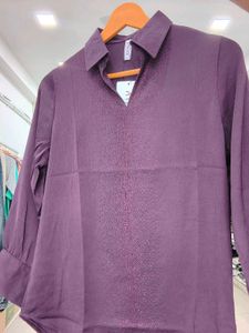 Stylish Purple V-Neck Blouse