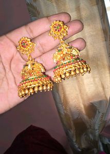 Griiham Stone Studded Jhumka Earrings