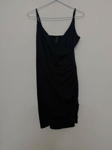 Chic Black Ruched Mini Dress