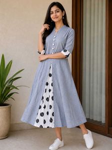 Stylish Grey & White Polka Dot Kurta