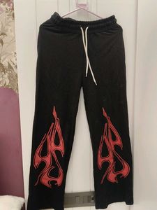 Black Flame Print Joggers
