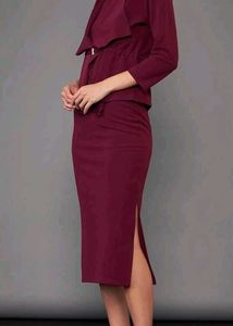 Elegant Burgundy Dress &amp; Jacket Set
