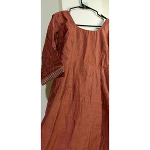 Elegant Rust Embroidered Kurta