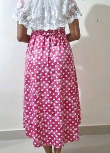 Pink Polka Dot Midi Dress