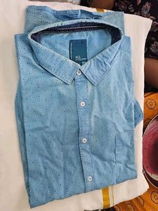 Men's Blue Printed Casual Shirt
