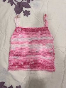 handmade Crocheted Pink Crop Top