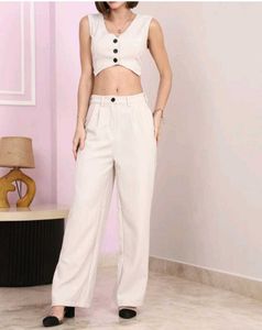 Shein sleeveless Textured waistcoat with wide leg