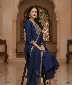 Beautiful Navy Blue Kurta Set with Dupatta