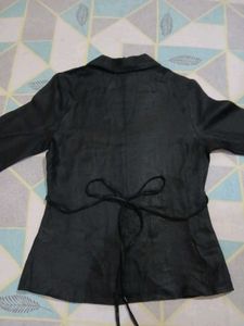 Stylish Black Lace Trimmed Blouse