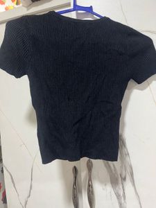 Black Ribbed Knit Top