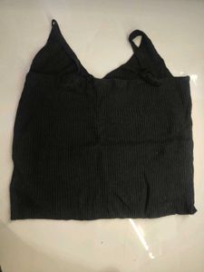 Ribbed Black Crop Tank Top