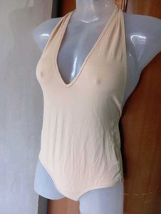 Nude Halter Neck Bodysuit