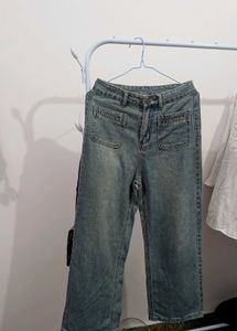 Vintage Wash Wide Leg Jeans