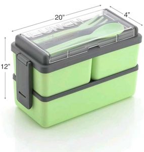 2 Tier Stackable Lunch Box with Utensils